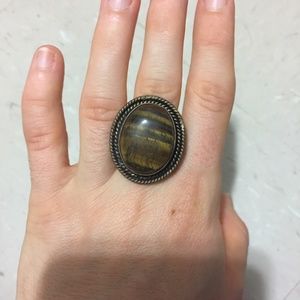 Mango brown faux stone boho ring bohemian festival